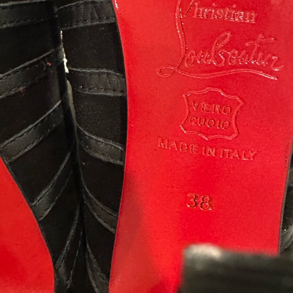 Christian Louboutin Black Leather and Suede Inverness Booties Size 38 - Picture 6 of 8